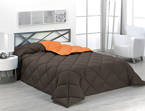 Sabanalia - Edredón nórdico de 400 g reversible (bicolor), para cama de 180/200 cm, color naranja y chocolate