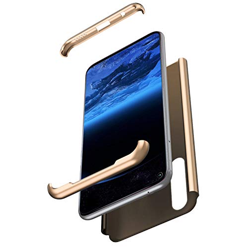 Saceebe compatible con Huawei Honor 20 pro Funda PC Duro,Carcasa de PC Hard Duro Cover 360 Grado Anverso y reverso Estuche de PC Bumper Case Ultra Delgado Protectora [Anti Rasguños],Oro+negro