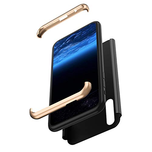 Saceebe compatible con Huawei Y9 Prime 2019/P Smart Z/enjoy 10 Plus Funda PC Duro,Carcasa de PC Hard Duro Cover 360 Grado Anverso y reverso Estuche de PC Bumper Case Ultra Delgado Protectora,Oro+negro