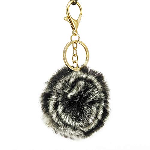 SILYSKNB 5 Unids/Lote Rose Pompom Ball Llaveros Bolsas Colgantes Decoración para Mujeres Llaveros Adornos de Joyería Llavero de Coche Regalos de San Valentín Negro