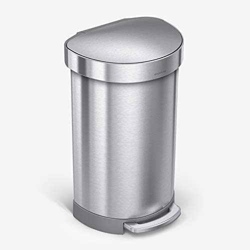 SIMPLEHUMAN Cubo SEMICIRCULAR 45 L, Acero Inoxidable Cepillado, 45 litros