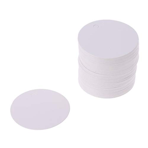 smallJUN 100x Etiquetas Colgantes de Papel Kraft Redondas en Blanco Fiesta de Bodas Etiqueta de Favor Precio Tarjeta de Regalo Tarjeta de Etiqueta Blanca