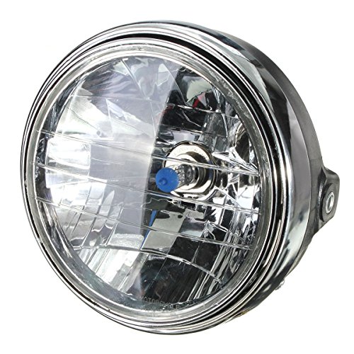 SODIAL(R)(R) 7.9 pulgadas 12V faro halogeno de ronda de motocicleta con H4 bombilla del faro de montaje lateral