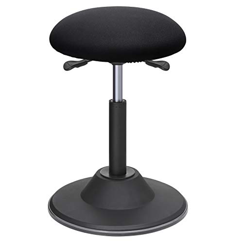 SONGMICS Taburete de Trabajo Ajustable en Altura, Taburete de Bar Giratorio 360º, Altura del Asiento 50-70 cm, con Almohadilla Inferior Antideslizante, OSC01BK