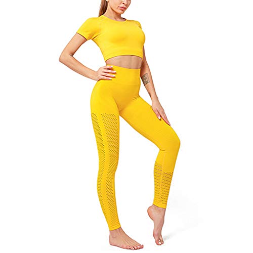 SotRong Ropa Deportiva Conjuntos De Tramo De Cintura Alta Deporte Correr Polainas Transpirable Traje De Entrenamiento Flexible Pantalones De Entrenamiento De Secado Rápido Conjunto De Yoga De Dos