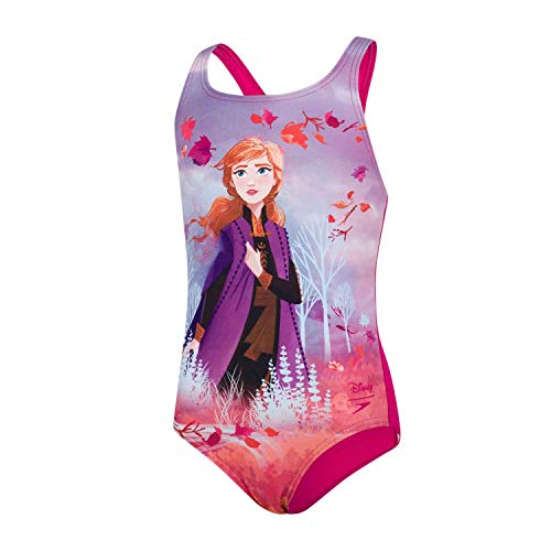 Speedo Medalist con Inserto Digital Disney Frozen 2"Anna Bañador, Niñas, Magenta/Hard Candy/Diva, 5-6