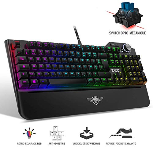 SPIRIT OF GAMER - XPERT-K900 - Teclado Gaming AZERTY Opto-Mecánico - 104 Teclas Programables / Anti-Ghosting Integral - RGB LED De Retroiluminación - PS4 / PC / XBOX ONE