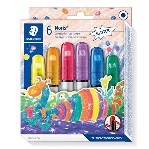 Staedtler Noris Club 2390M C6. Ceras con textura gel. Pack con 6 unidades de colores con purpurina variados.