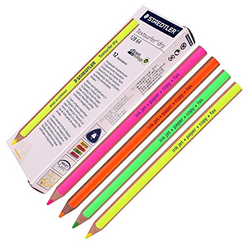 Staedtler Textsurfer Lápiz resaltador seco para escribir y dibujar sobre tinta, papel, copias, fax (12 unidades, varios colores)