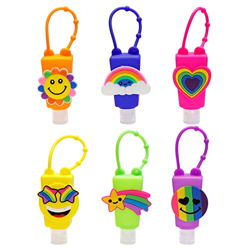 SYSI Botellas de Viaje Portátiles para Niños, 30ml Reutilizable Botella Recargable Vacía - Prueba de Fugas Rellenable Contenedor Botellas de Viaje para Actividades al Aire Libre (6PC Arco Iris)