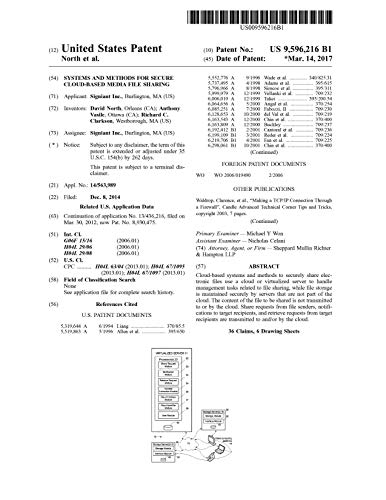 Systems and methods for secure cloud-based media file sharing: United States Patent 9596216 (English Edition)