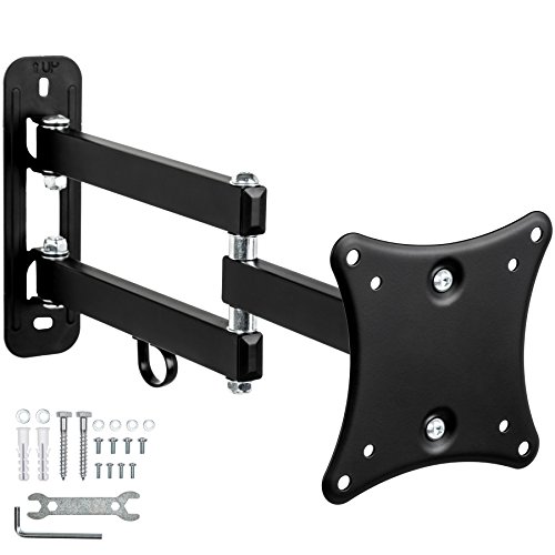 TecTake Soporte de Pared para monitores y TV de Pantalla Plana, inclinable y Giratorio VESA 100x100 máximo 10kg 25-61cm (10"-24") - Varias cantidades - (1 Pieza | no. 401494)