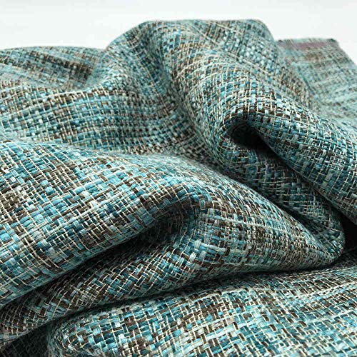 Tela Tweed Jackie - 100% poliéster - Moda, ropa de vestir, costura - Retal de 250 cm largo x 148 cm ancho | Azul, marrón ─ 2,50 metro