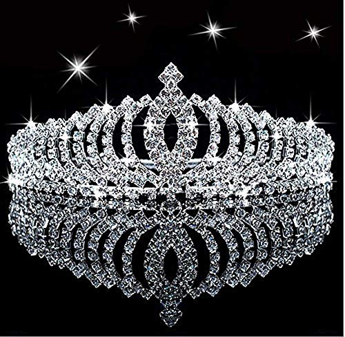 Tiara de princesa con diamantes de imitación de cristal brillante para niños, corona de cumpleaños, tiara con peine...