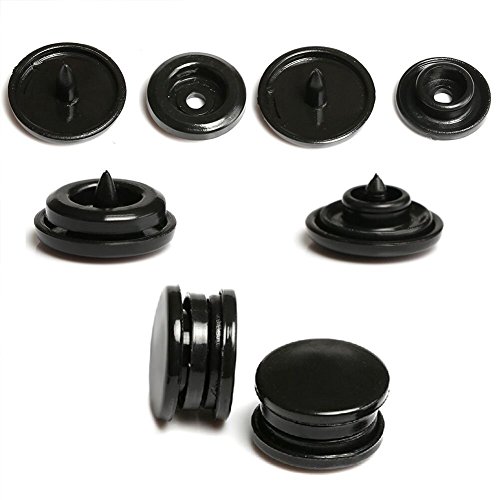 TOAOB 500 Set 12 mm Botones Redondos de Negro T5 Plástico Botón de Presión para Ropa DIY y Manualidades