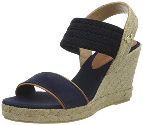 Tommy Hilfiger New Tommy Basic Opened Toe Wedge, Sandalias con Punta Abierta Mujer, Azul (Desert Sky Dw5), 37 EU