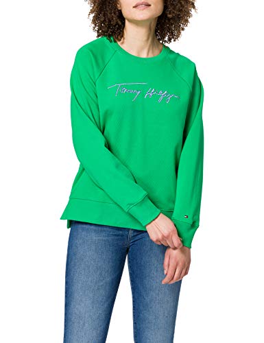 Tommy Hilfiger Relaxed Script C-NK Sweatshirt Sudadera, Verde, XXL para Mujer