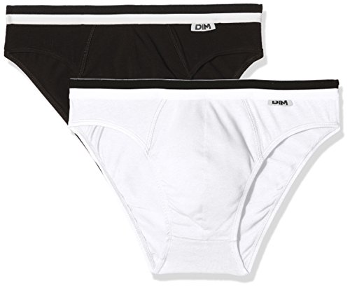 Unno DIM Basic Algodón elástico pack x2 DIM Basic Slip, Multicolor (Blanco/Negro), XL (Talla del fabricante: 5) 2 para Hombre