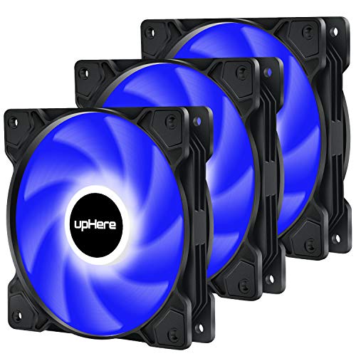 upHere 3-Pin 120mm Azul LED Colorido-Rainbow LED Ventilador para Caja de Ordenador, Silencioso -Paquete de 3(SR12-BE3-3)