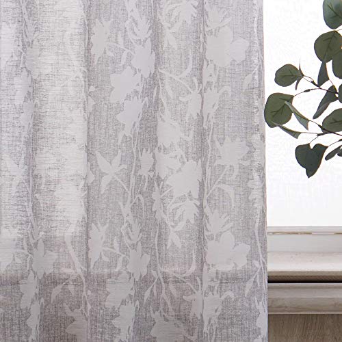 Viste tu hogar Pack 2 Cortina Visillo, Decorativa Translucida con Ojales, Estilo Simple y Elegante, para Salón, Habitación y Dormitorio, 4 Piezas, 140X260 CM, Estampado con Color Gris