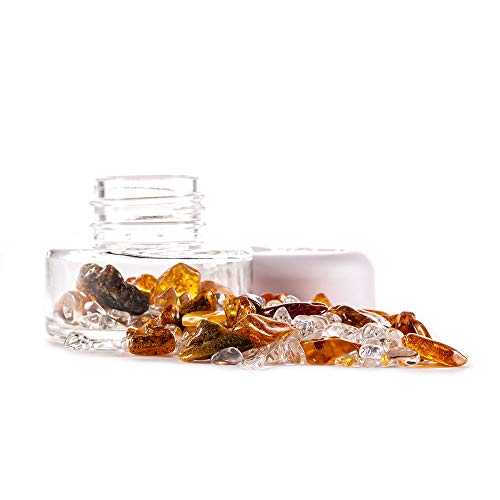 VitaJuwel inu Crystal Jar | Amber ++ Vidrio con Piedras Preciosas genuinas para Preparar Crystal Elixirs ++ ámbar - Cuarzo Transparente