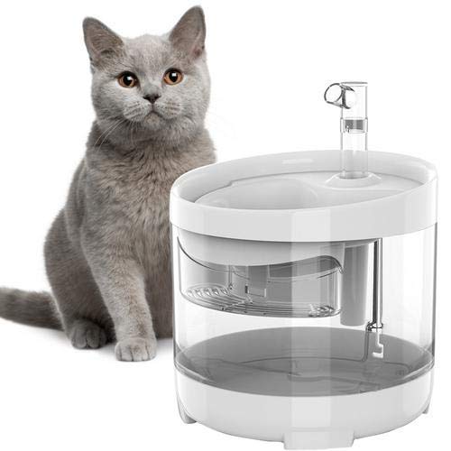 Viugreum 1.5L Bebedero Gatos, Fuente para Gatos Beber Transparente Inteligente Automática con Bomba Ultra Silenciosa, Bebederos Mascotas con Sistema de Purificación de Tres Capas