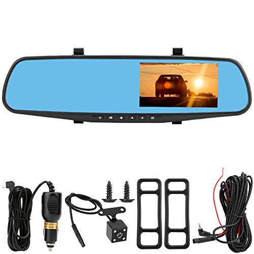 Vobor Driving Video Recorder 4.3Inch HD Car DVR Dual Lens Rearview Mirror Camera