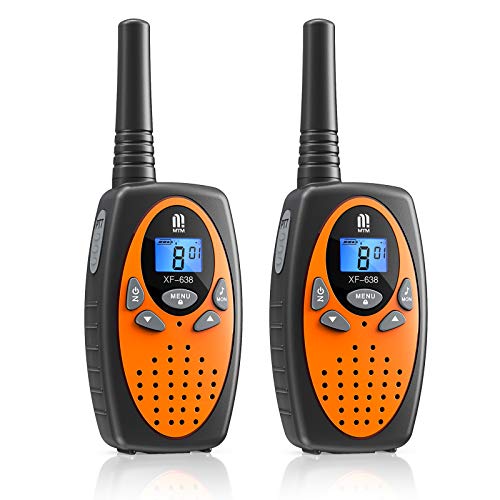 Walkie Talkie PMR446 16 Canales Función VOX Rango de 3KM 10 Tonos de Llamada con LCD Retroiluminada Walky Talky,Regalos para Actividades Externas, Camping (Naranja,2)