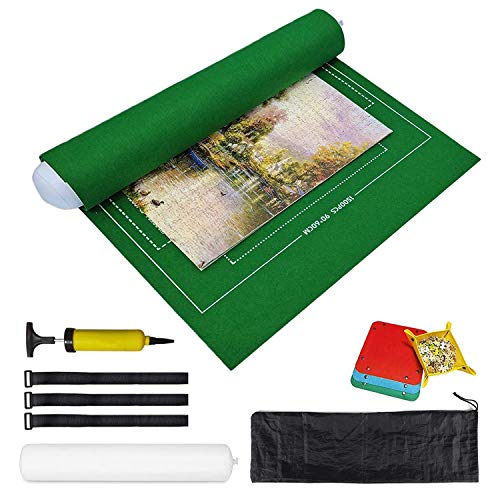 WELLXUNK Tapete Puzzle 1500 Piezas Puzzles Tapete,Puzzle Estera,Estera de Rompecabezas Portátil,Rollo de Rompecabezas,Rompecabezas de Fieltro,DIY Jigroll Felt Mat Storage Bag en Viajes y hogar