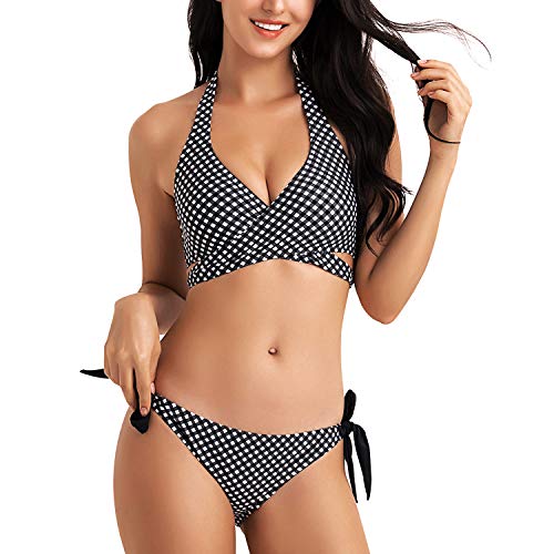 WIN.MAX Bikinis Mujer 2019,Bikinis Mujer 2019 Brasileños,Bikini Push Up con Relleno,Bañadores de Mujer,Playa de Verano Bañador,Bikini Talla Grande,Ideal para Nadar,Vacaciones(Negro, EU34-36)