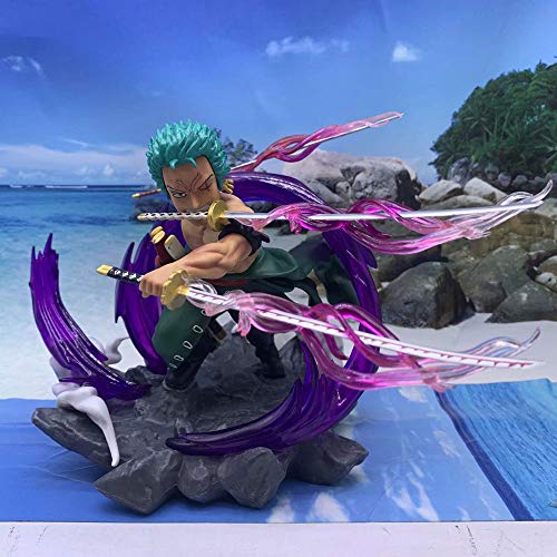 WISHVYQ UNA Pieza Modelo de Anime Sombrero de Paja Misión Serie de resonancia Roronoa Zoro Escena Figura en Caja Versión Escultura Decoración Estatua Muñeca Modelo Juguete Altura 17 cm