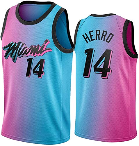 WSUN Camisetas De La NBA De Baloncesto para Hombre - Camiseta De La NBA Miami Heat 14# Tyler Herro - Camiseta Deportiva De Baloncesto Sin Mangas Transpirable De Ocio,S(165~170CM/50~65KG)