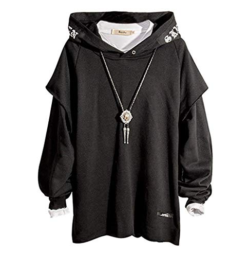 XIAOYAO Hombre Sudadera con Capucha Deportiva Manga Larga Hoodie Camisa de Entrenamiento Casual (Negro, L (Altura: 172-175 cm-Peso: 57-63 kg))