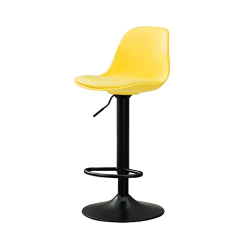 XXHJWXCM E-Sports Gaming Chairs Silla for Bar Altura Ajustable con Respaldo Taburete Alto Asiento Giratorio De Cuero Artificial Ergonómica (Color : Yellow, Size : 75-95cm)