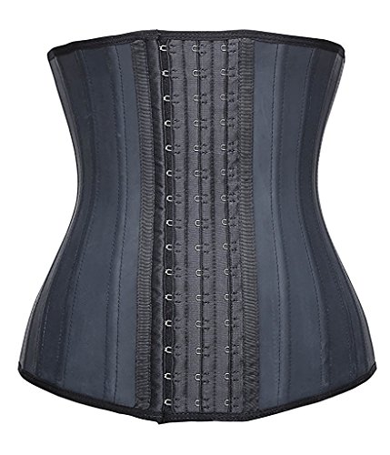 YIANNA Mujer Fajas Reductoras Adelgazante Cómodo Corsé Cintura Entrenador Waist Shaper Corset Reductor Negro with 25 Huesos de Acero,1210 Size L