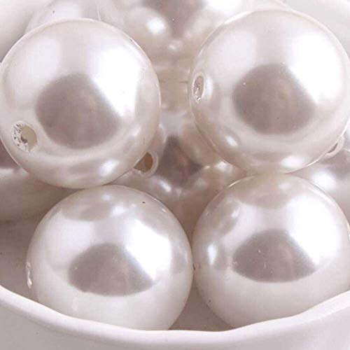 YuKeShop Colorido Linght colorido 20 mm 6 mm a 28 mm acrílico redondo perlas de imitación para collar de cuentas gruesas. (color: A63 blanco, diámetro del artículo: 20 mm, 100 unidades por bolsa)
