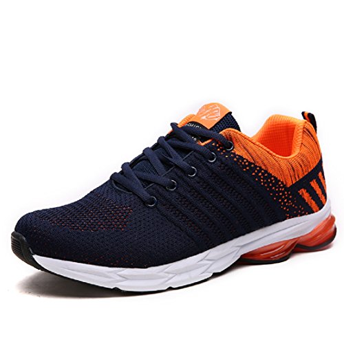 Zapatillas Running para Hombre Aire Libre y Deporte Transpirables Casual Zapatos Gimnasio Correr Sneakers Naranja 44