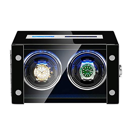 Zatnec Watch Winder Box,Estuche para Relojes, Relojes Automáticos,15 Modos Diferentes Rotación,Gran Ventanilla Transparente, Gira Ambas Direcciones (Size : 2+0)