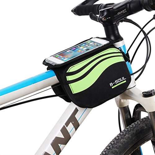 zjchao Bolsa Bicicleta Frontal 2-Lados alforja Delantera Bolsa de Manillar de 5.8 Pulgadas Móvil PVC Transparente Impermeable Bolso para MTB Bicicletas de montaña (Verde)