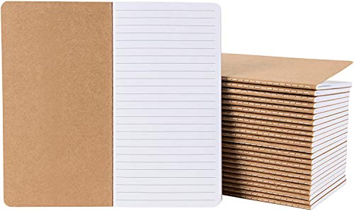 10 cuadernos, A5 Tapa de Kraft Blanda rayas, Medidas 14 x 21 x 0.8, Blanco 60 páginas, Libretas Grapadas Cuaderno de Notas para Despacho Diario Escritura de Colegio