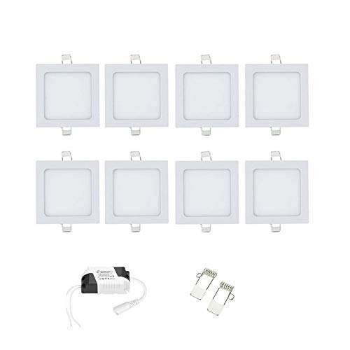 10pcs 6W Downlight Panel Lights Foco empotrable LED blanco cálido 3500 K cuadrado diseño ultra fino focos planos de techo Driver incluido para baño pasillo cocina oficina