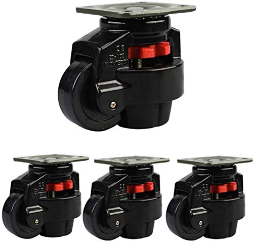 4 Unids Costeras de Muebles Ruedas de nivelación retráctiles de Ruedas retráctiles con Placa Fija Ruedas mudas Resistentes al Desgaste (Color : Black, Size : 100F)