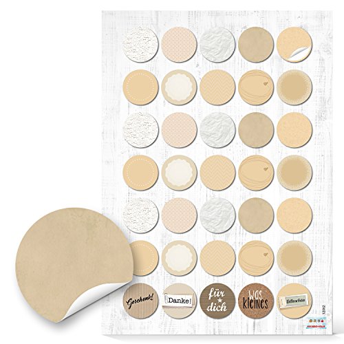 70 Autocollants Beige Naturel Neutre Ø 3 cm écriture ronde, Stickers à Décorer et Embellissez de cadeaux Cartes livres uvm. QUALITÉ 1 A