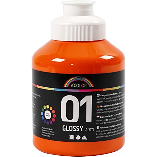 A-Color Pintura acrílica naranja, 01 brillante, 500 ml