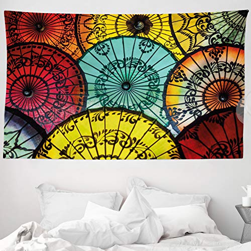 ABAKUHAUS Tela Tapiz de Pared y Cubrecama Suave, Mercado Paraguas, Fácil de Lavar No Destiñe, 230 x 140 cm, Multicolor