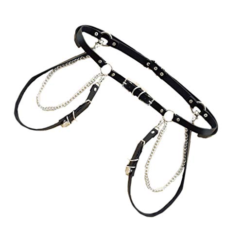 ABOOFAN Cinturón de Cuero Cadenas de Corazón Cadena de Cintura Gótico Punk Cinturón de Cuero Cadenas de Cuerpo en Capas Rock Estilo para Mujer Jeans Accesorios de Cintura