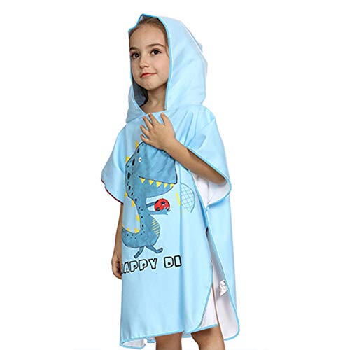 Achort Toalla de niño Poncho para baño de Playa Toalla de baño con Capucha, Niños Albornoz de Dibujos Animados de Microfibra Toalla de Secado rápido para niñas, Niños 66 * 65cm