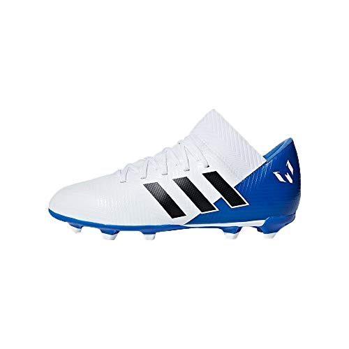 Adidas Nemeziz Messi 18.3 FG J, Botas de fútbol Unisex niño, Blanco (Ftwbla/Negbás/Fooblu 001), 35 EU