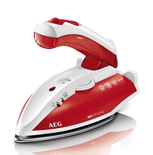 AEG DBT 800 Plancha, Suela Acero Inoxidable, Mango Ergonómico, Variable y Continuo, Golpe de Vapor hasta 45g/min, Depósito de 60ml, Incluye Bolsa de Viaje, 240 W, 0.06 litros, Base, Rojo