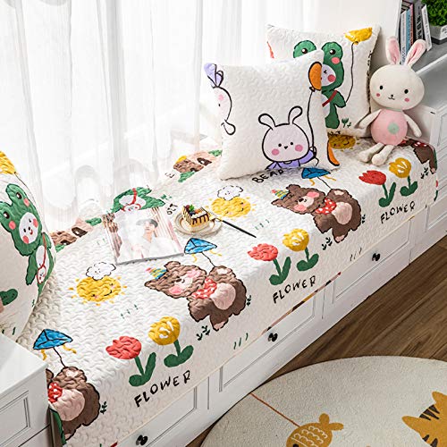 Algodón De Dibujos Animados Bay Window Pad,No-resbalón Cojín De Ventana De Bahía,Alfombrilla De Alféizar De Ventana Cojin Para Silla,Niños Universales Lavables A Máquina'decoración-Oso grande 70x210cm